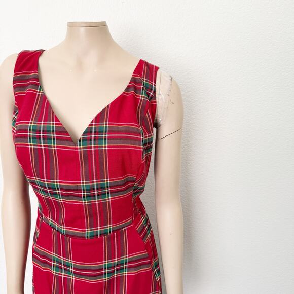 [ModCloth] Collectif Red Tartan Plaid Rebel Check Isabella Maxi Dress NWT Sz 14 - Picture 8 of 13